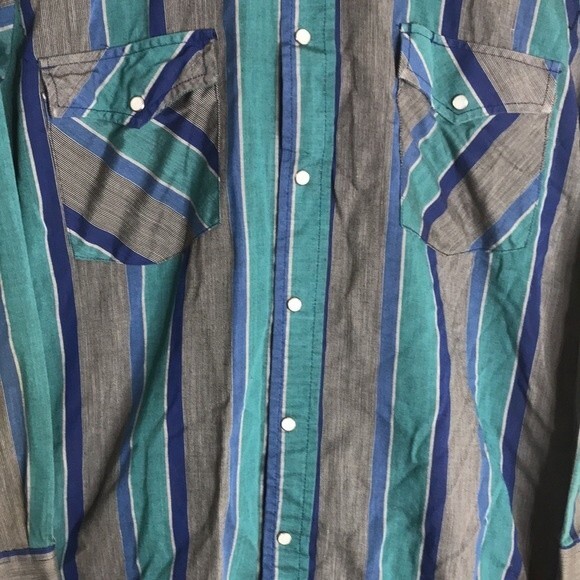 Vtg western plaid pearl snap button long sleeve shirt size medium cowboy rodeo - Picture 5 of 13